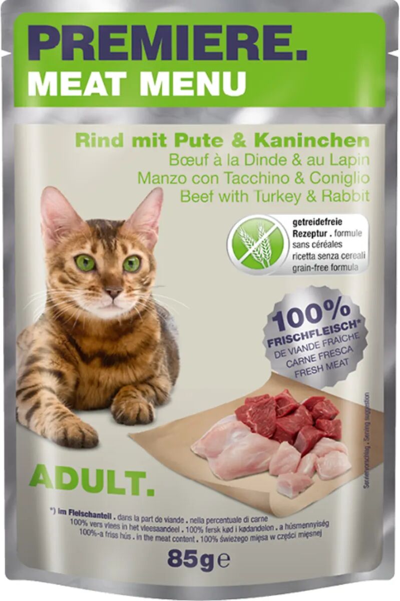 PREMIERE Meat Menu Cat Busta Multipack 12x85G MANZO E CONIGLIO