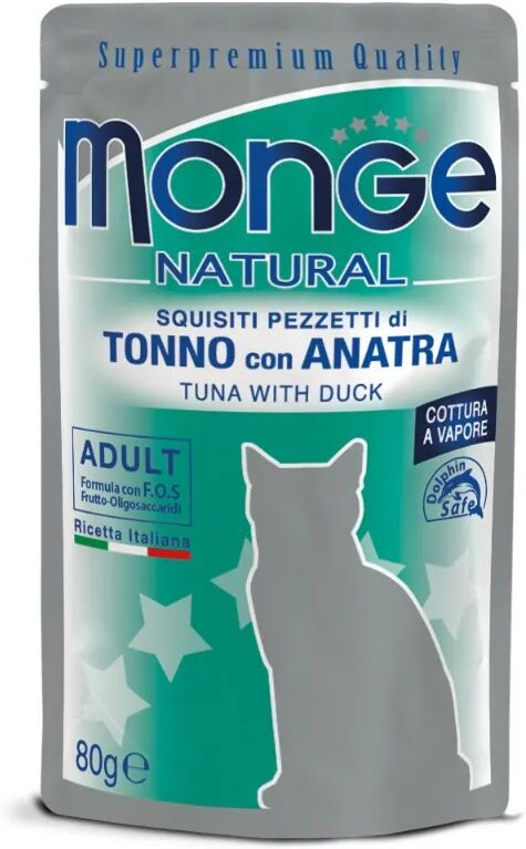 MONGE Cat Natural Busta Multipack 24x80G TONNO CON ANATRA