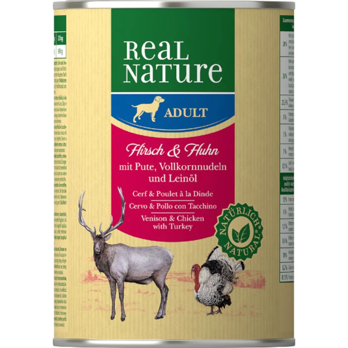 REAL NATURE Dog Lattina 400G CERVO E POLLO CON TACCHINO