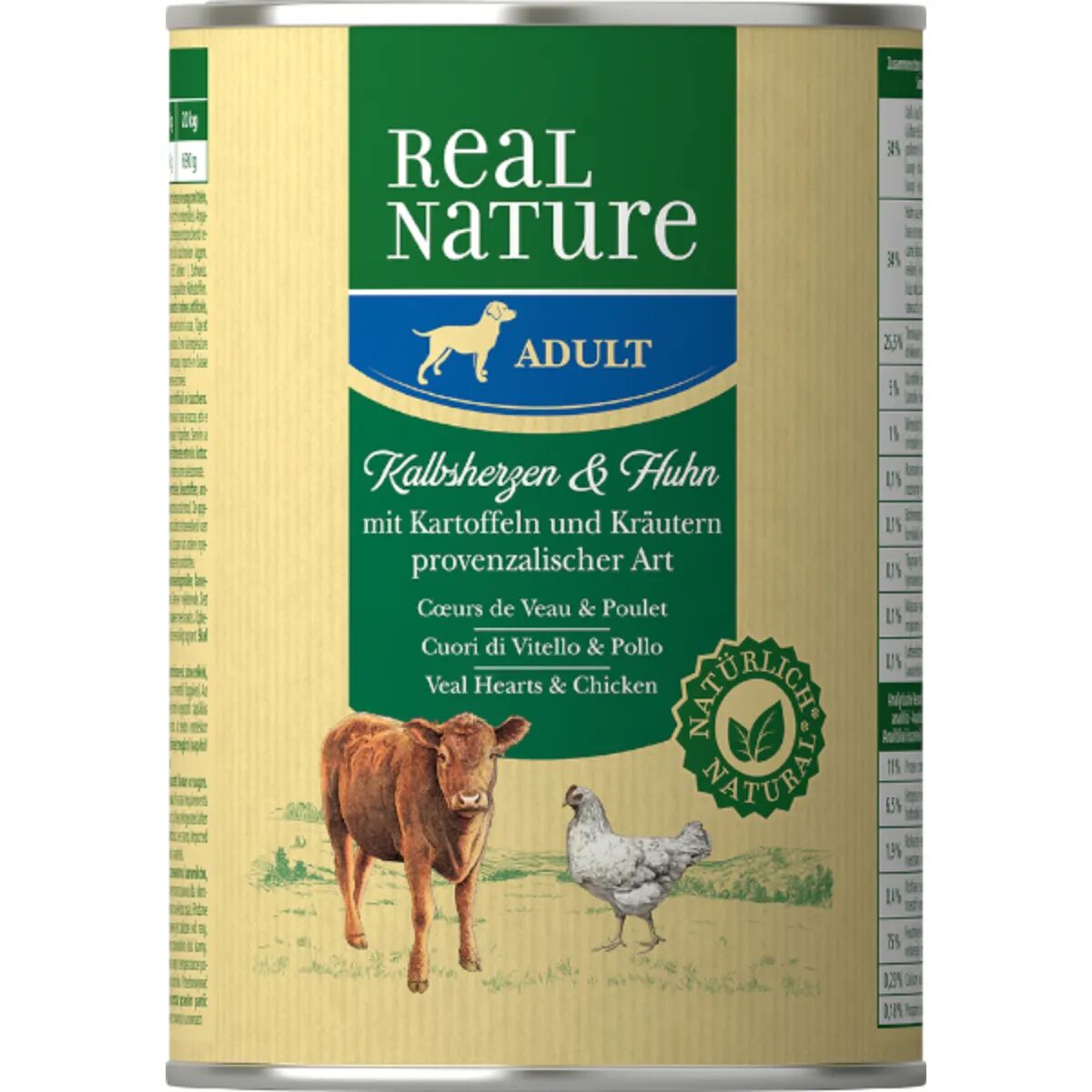 REAL NATURE Dog Lattina 400G CUORE DI VITELLO E POLLO