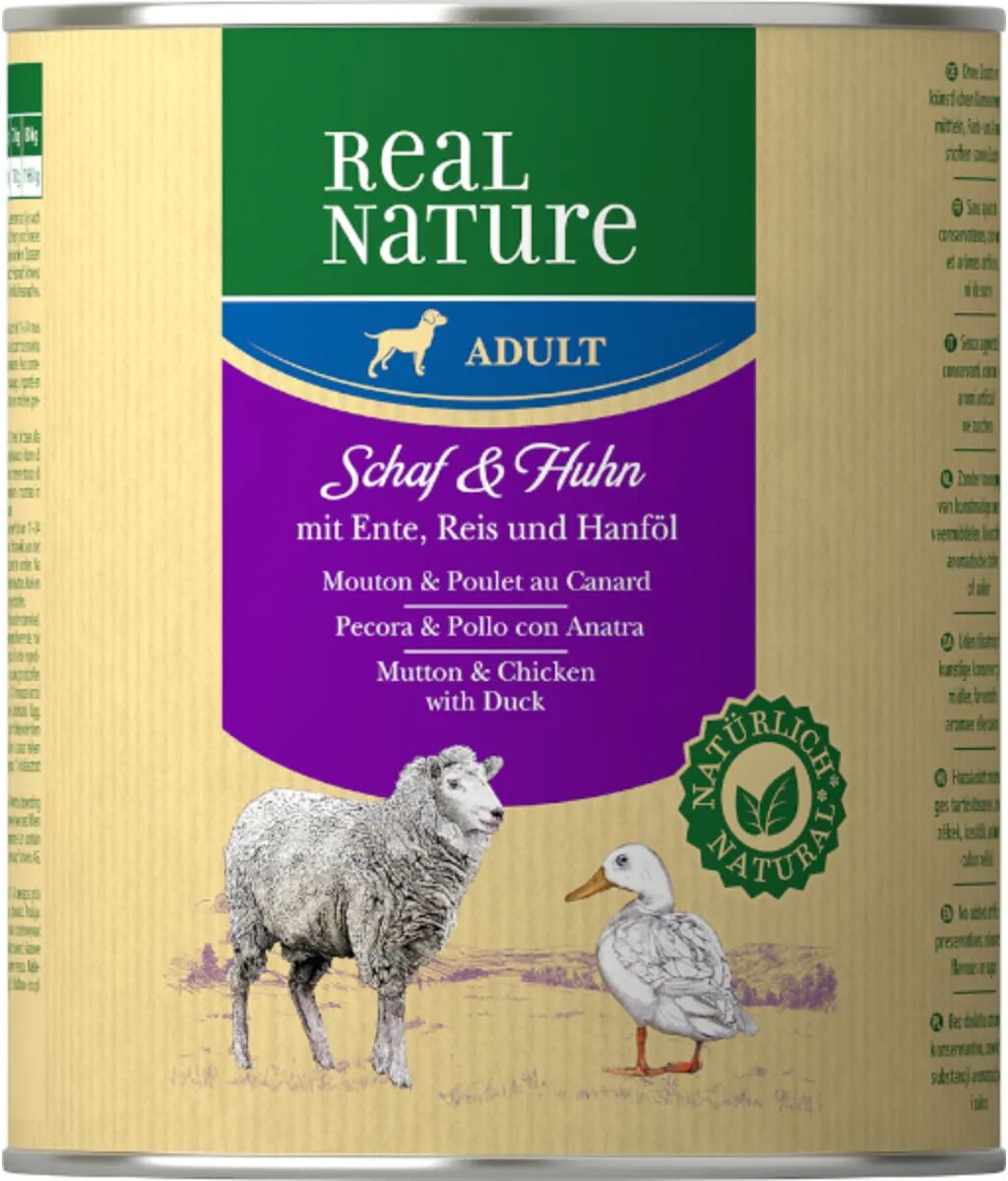 REAL NATURE Dog Lattina 800G PECORA E  POLLO CON ANATRA