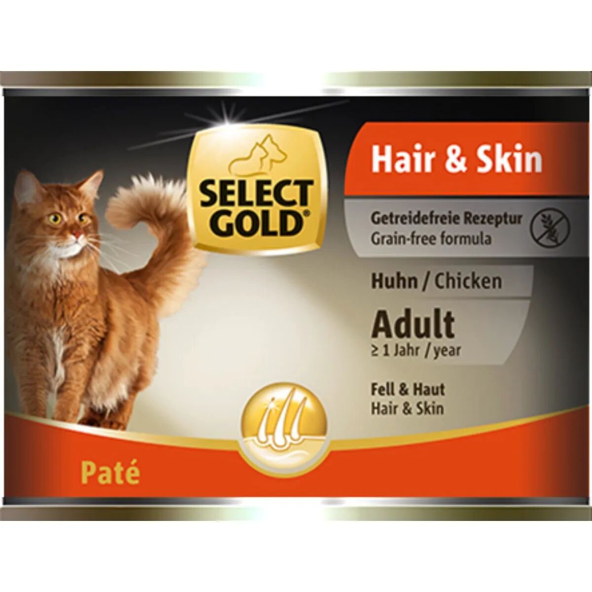 SELECT GOLD Hair&Skin Cat Adult Lattina Multipack 6x200G POLLO