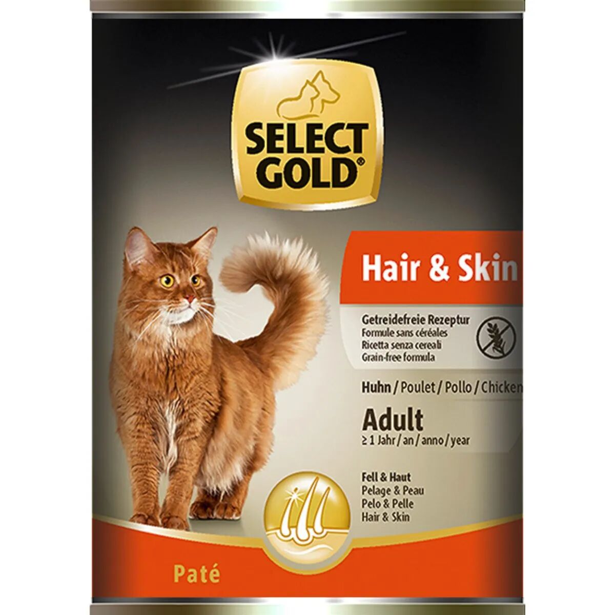 SELECT GOLD Hair&Skin Cat Adult Lattina 400G POLLO