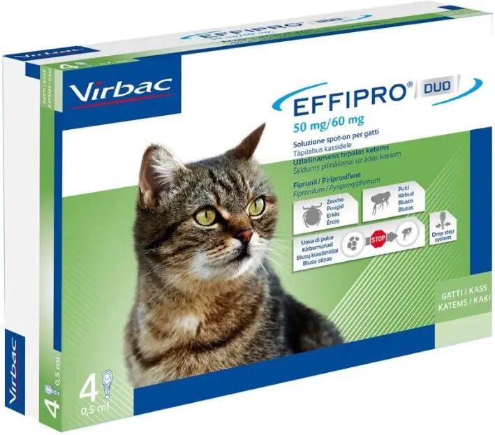 VIRBAC Effipro Duo Antiparassitario Spot on Gatto 4 PIPETTE