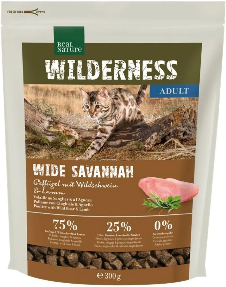 REAL NATURE Wilderness Gatto Dry Adult Wide Savannah Pollame con Cinghiale e Agnello 300G