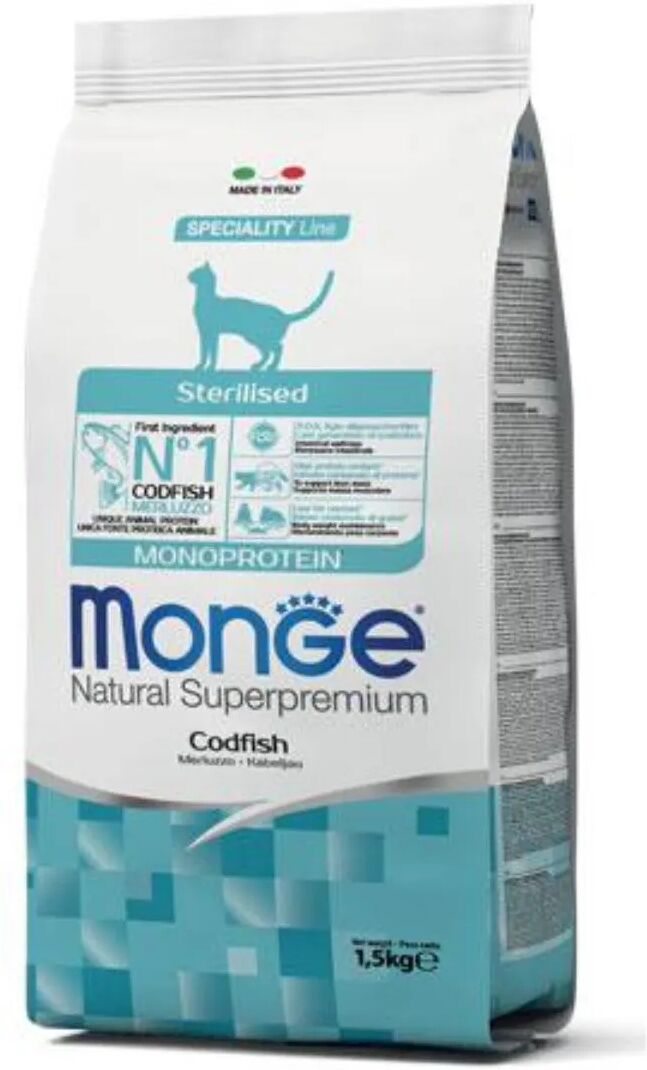 MONGE Gatto Monoproteico Merluzzo Sterilizzato 1.5KG