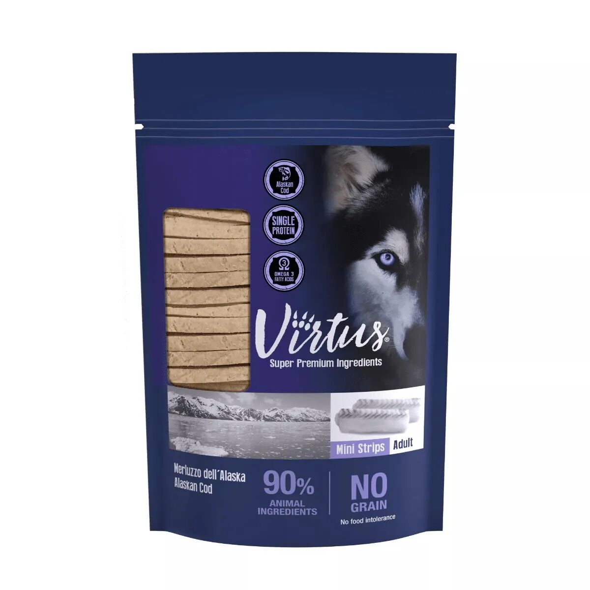 VIRTUS Dog Snack Mini Strips al Merluzzo 90G 90G