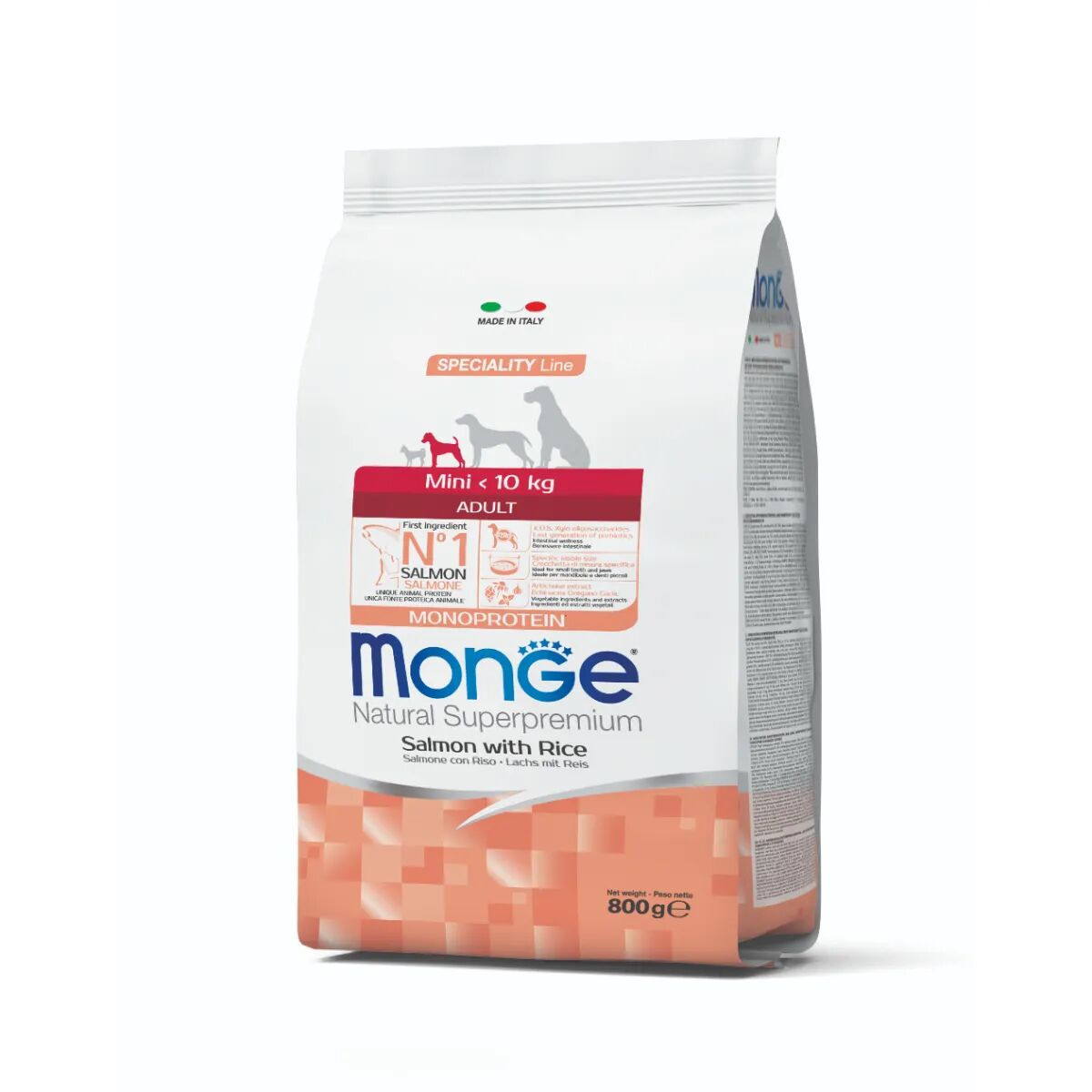 MONGE per Cani Mini Monoproteico al Salmone e Riso 800G