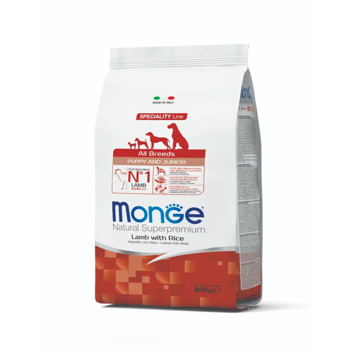 MONGE Natural Superpremium All breeds junior con  Agnello e Riso 800G