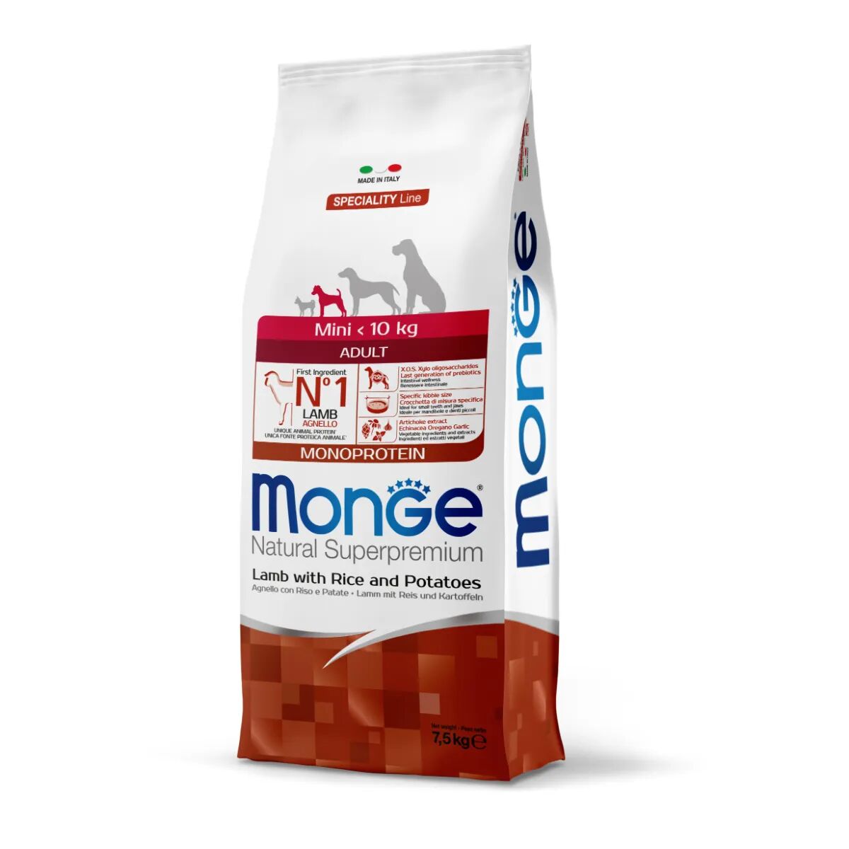 MONGE Natural Superpremium Mini Adult Monoprotein Agnello con riso e patate 7.5KG