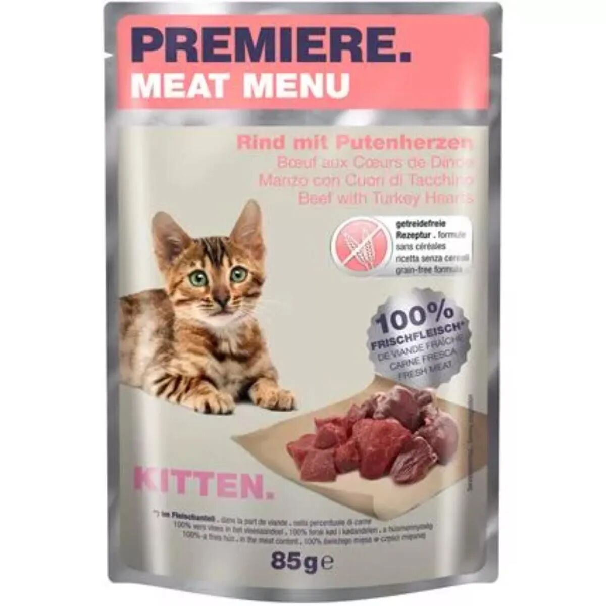 PREMIERE Meat Menu Kitten Busta Multipack 12x85G MANZO E CUORE TACCHINO