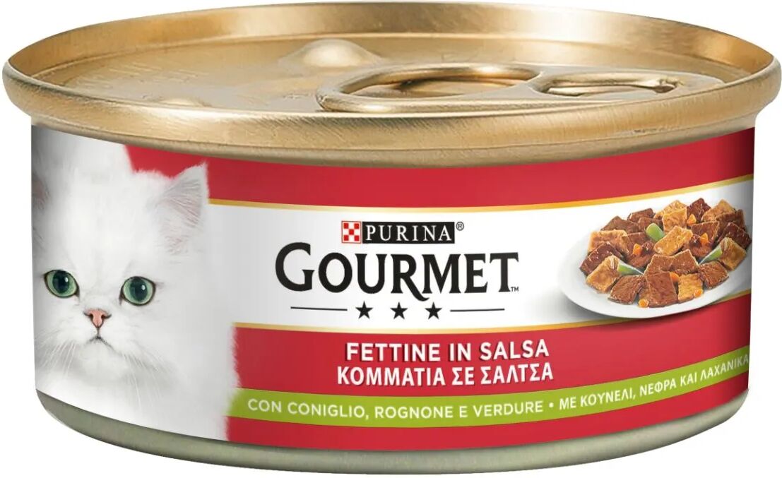 GOURMET Fettine in Salsa Cat Lattina Multipack 24x195G CONIGLIO E ROGNONE