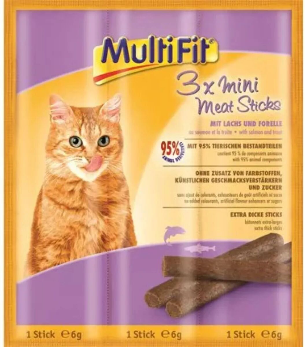 MULTIFIT Meat Cat Snack Mini Sticks 6GX3 SALMONE/TROTA