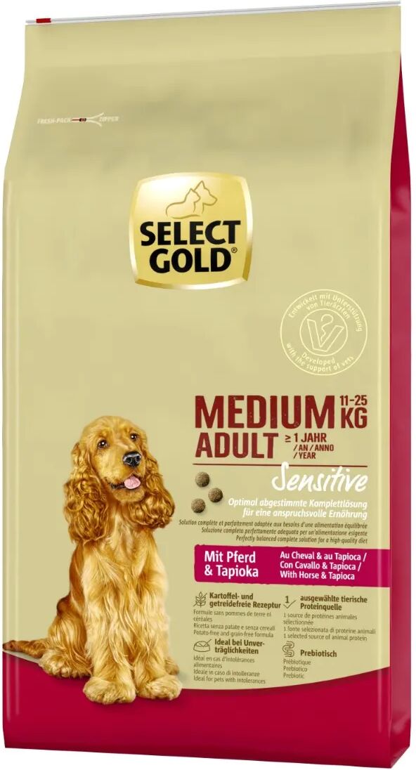 SELECT GOLD Sensitive Medium Adult con  Cavallo e Tapioca 12KG