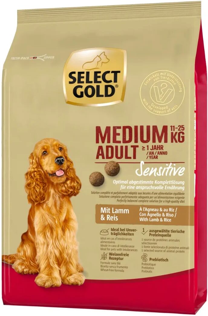 SELECT GOLD Sensitive Medium Adult con  Agnello e Riso 1KG