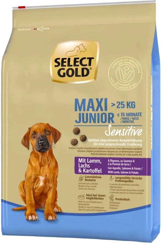 SELECT GOLD Sensitive Maxi Junior con Agnello Salmone Patate 4KG