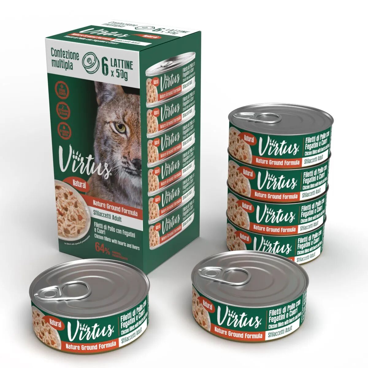 VIRTUS Cat Natural Multipack 6X50G POLLO CON FEGATINI