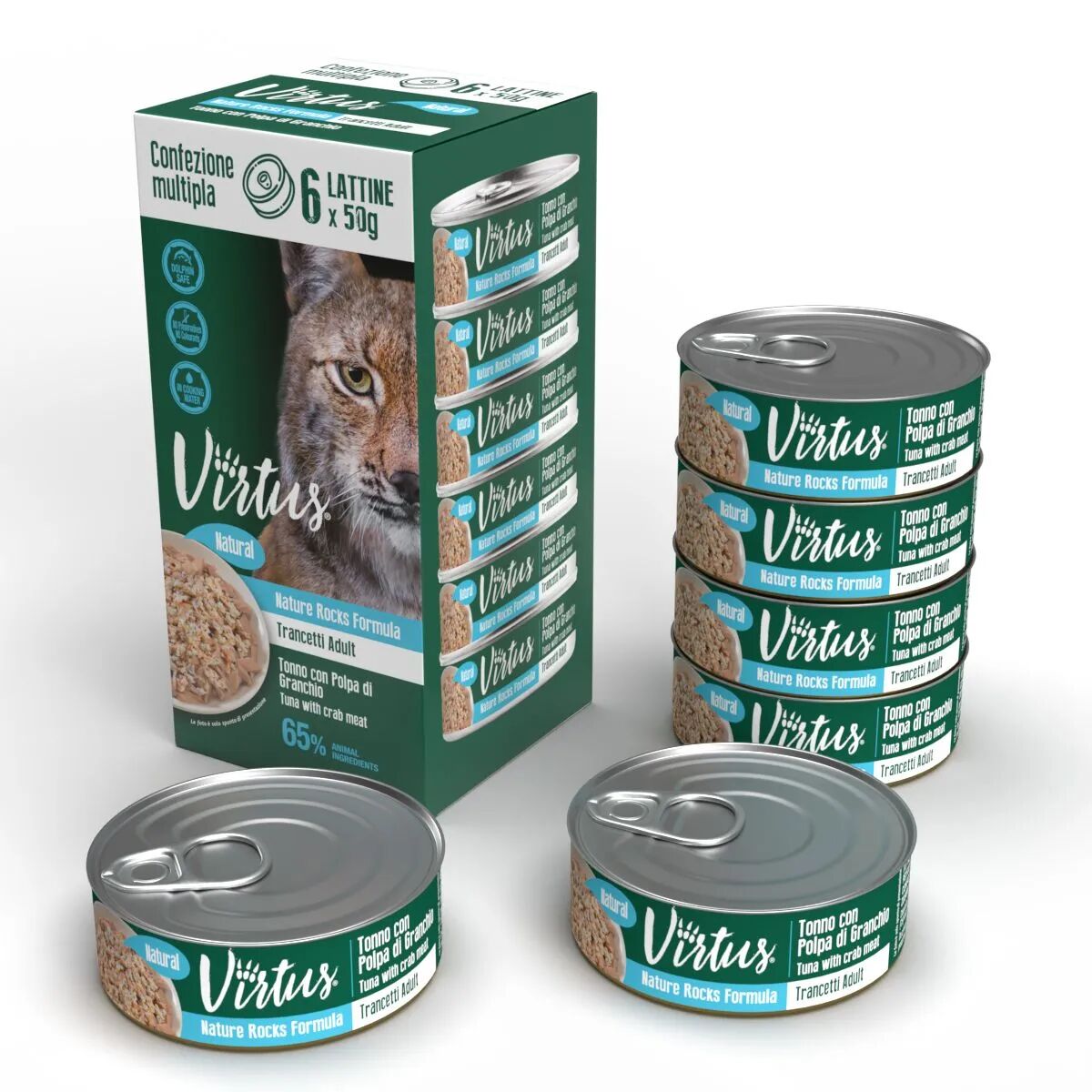 VIRTUS Cat Natural Multipack 6X50G TONNO CON POLPA DI GRANCHIO