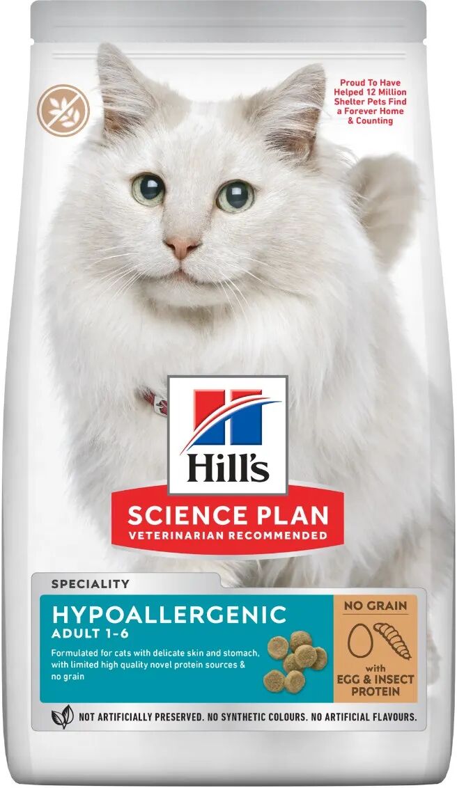 HILLS Hill's Science Plan Hypoallergenic Adult alimento secco per gatti con uova e proteine degli insetti 1.5KG