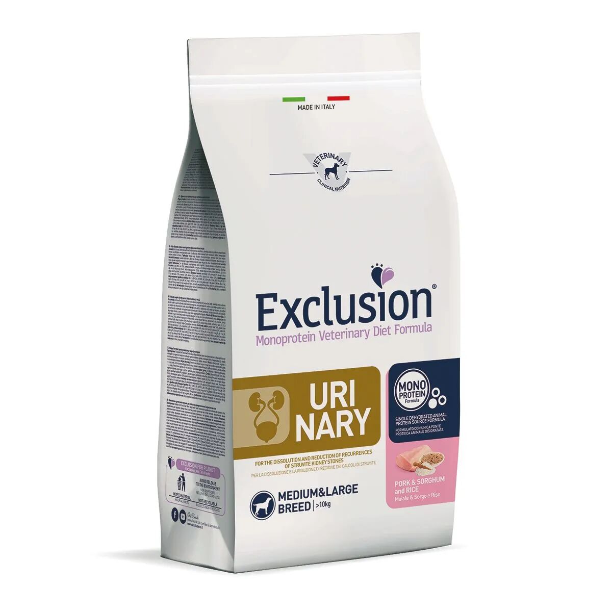 EXCLUSION Dog Diet Urinary Medium&Large Maiale 2KG
