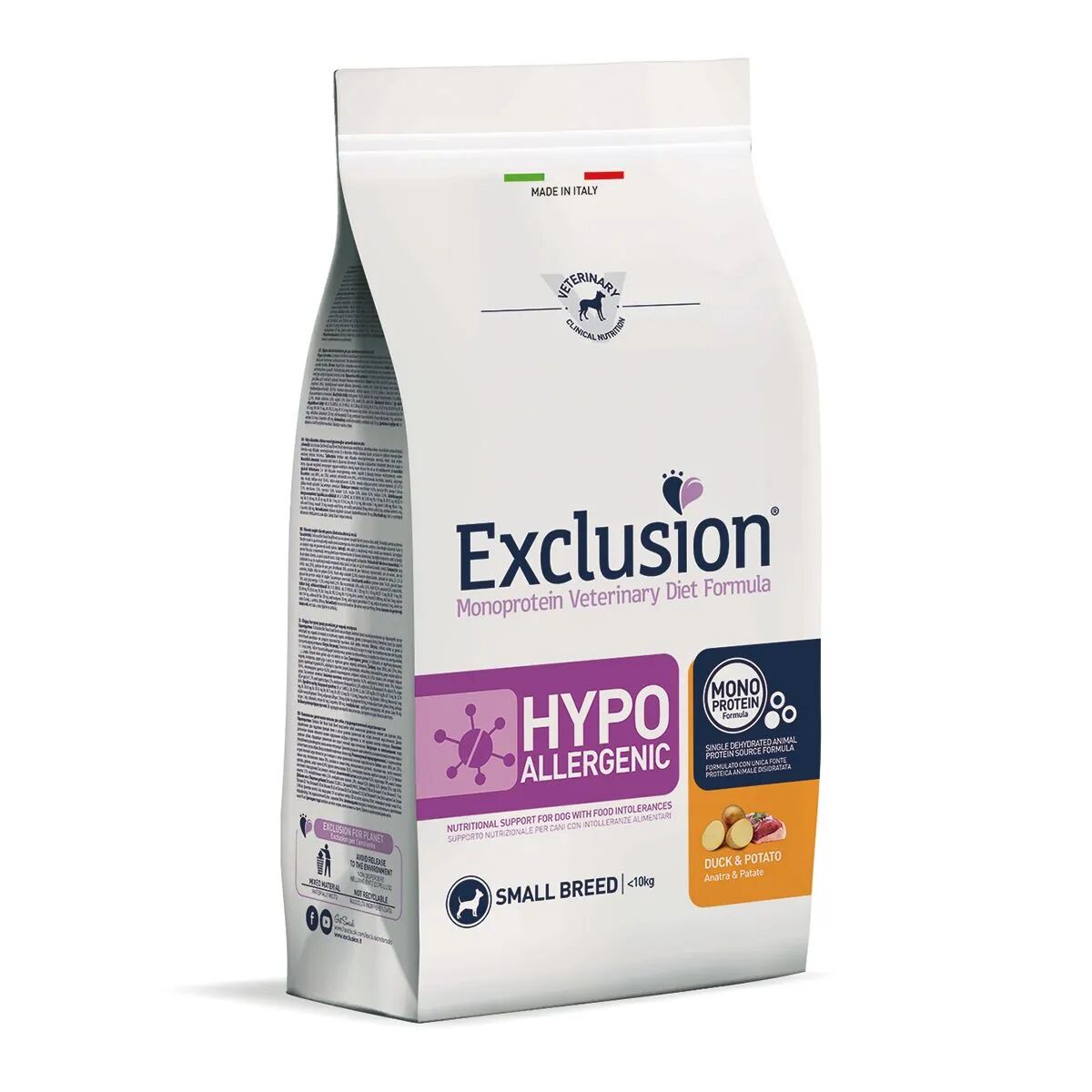 EXCLUSION Dog Diet Hypoallergenic Small Anatra e Patate 2KG