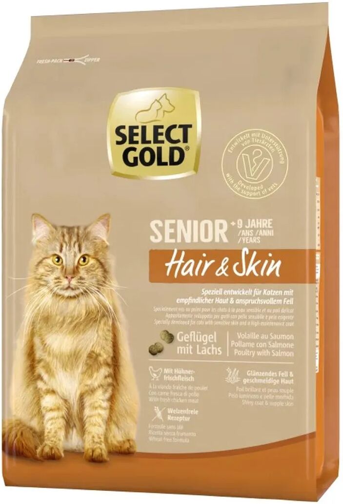 SELECT GOLD Cat Senior Hair&Skin Pollame e Salmone 2.5KG