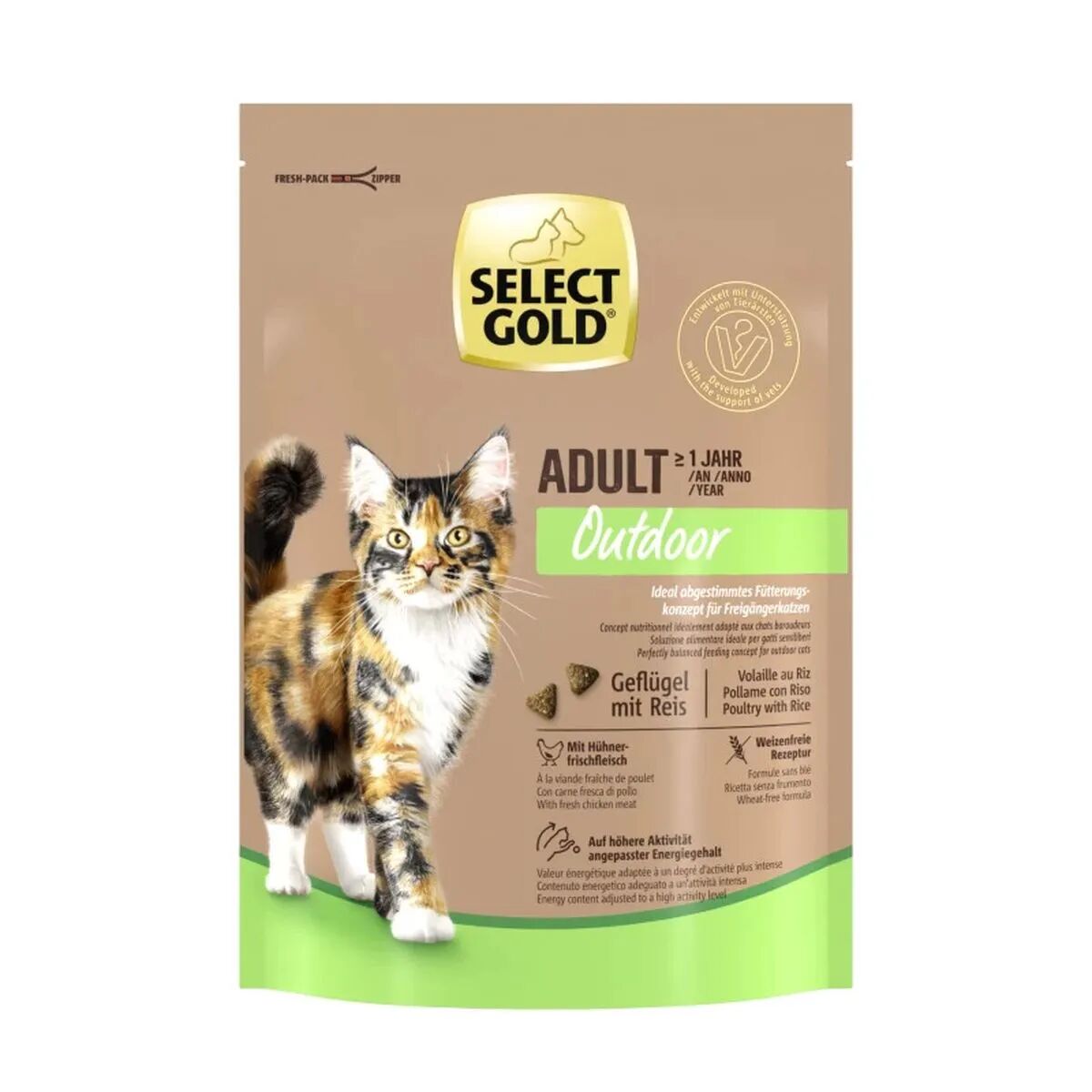 SELECT GOLD Cat Outdoor Adult Pollame e Riso 300G