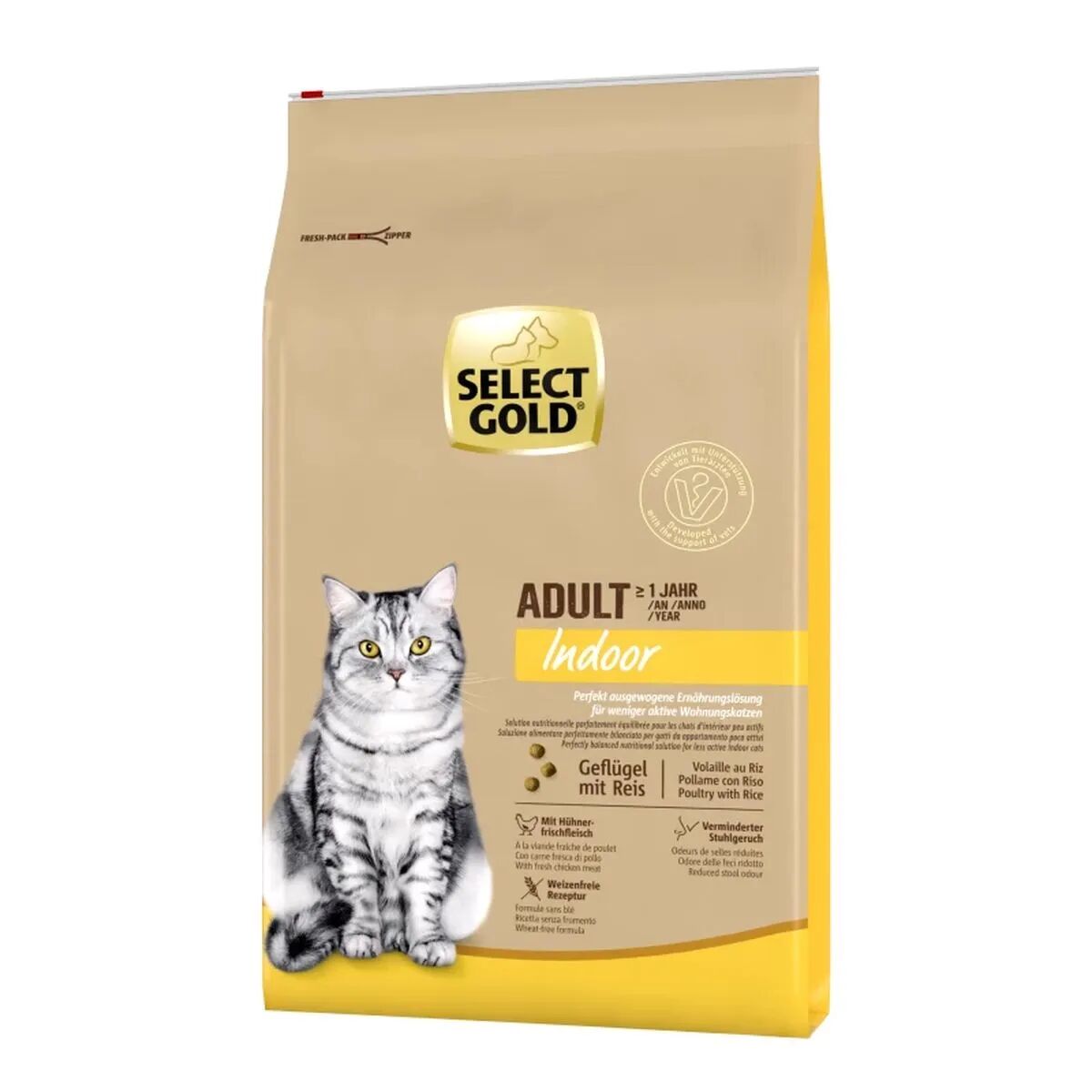 SELECT GOLD Cat Indoor Adult Pollame con Riso 7KG