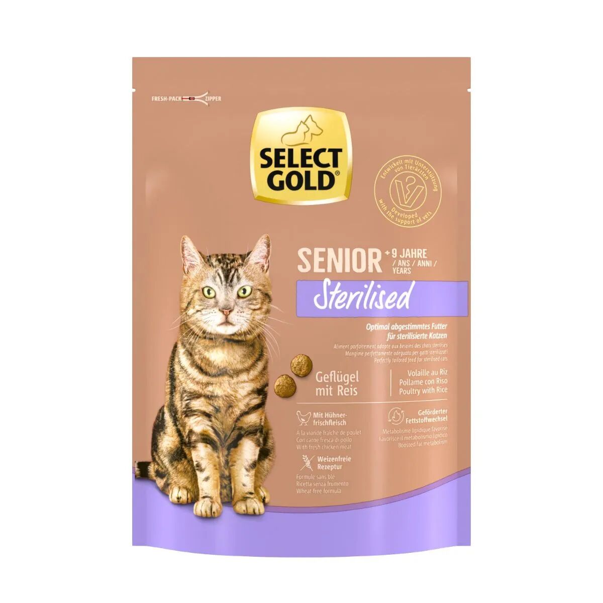 SELECT GOLD Cat Senior Sterilised Pollo 300G