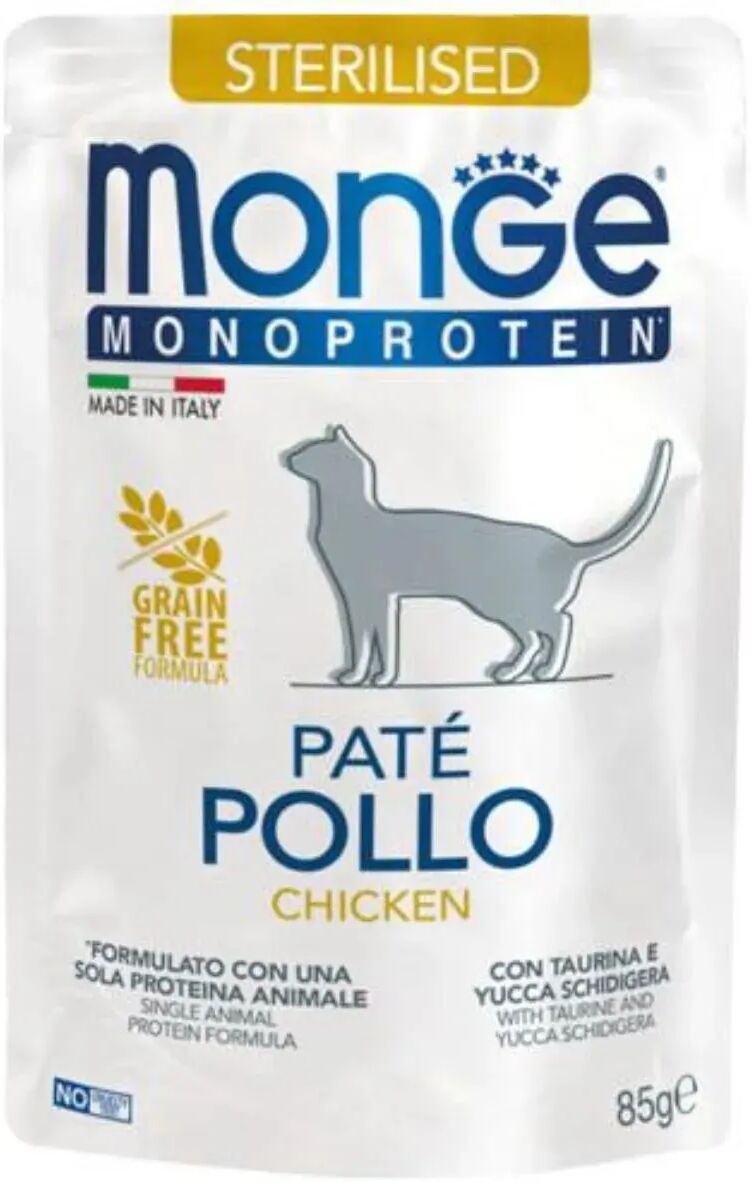 MONGE Monoprotein Cat Sterilised Busta Multipack 28x85G POLLO