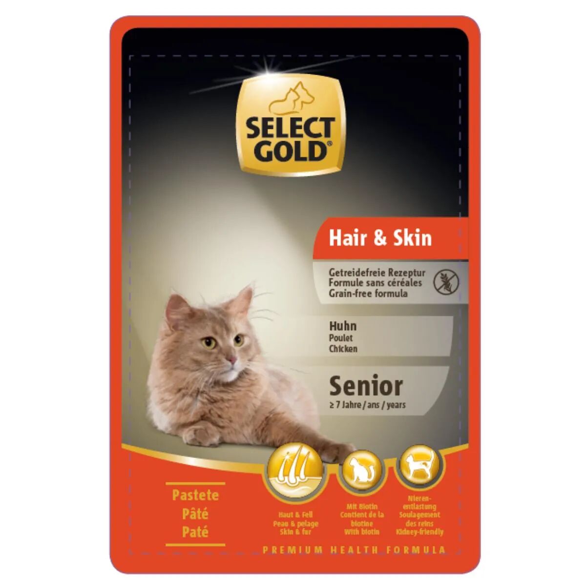 SELECT GOLD Hair&Skin Cat Senior Busta Multipack 12x85G POLLO