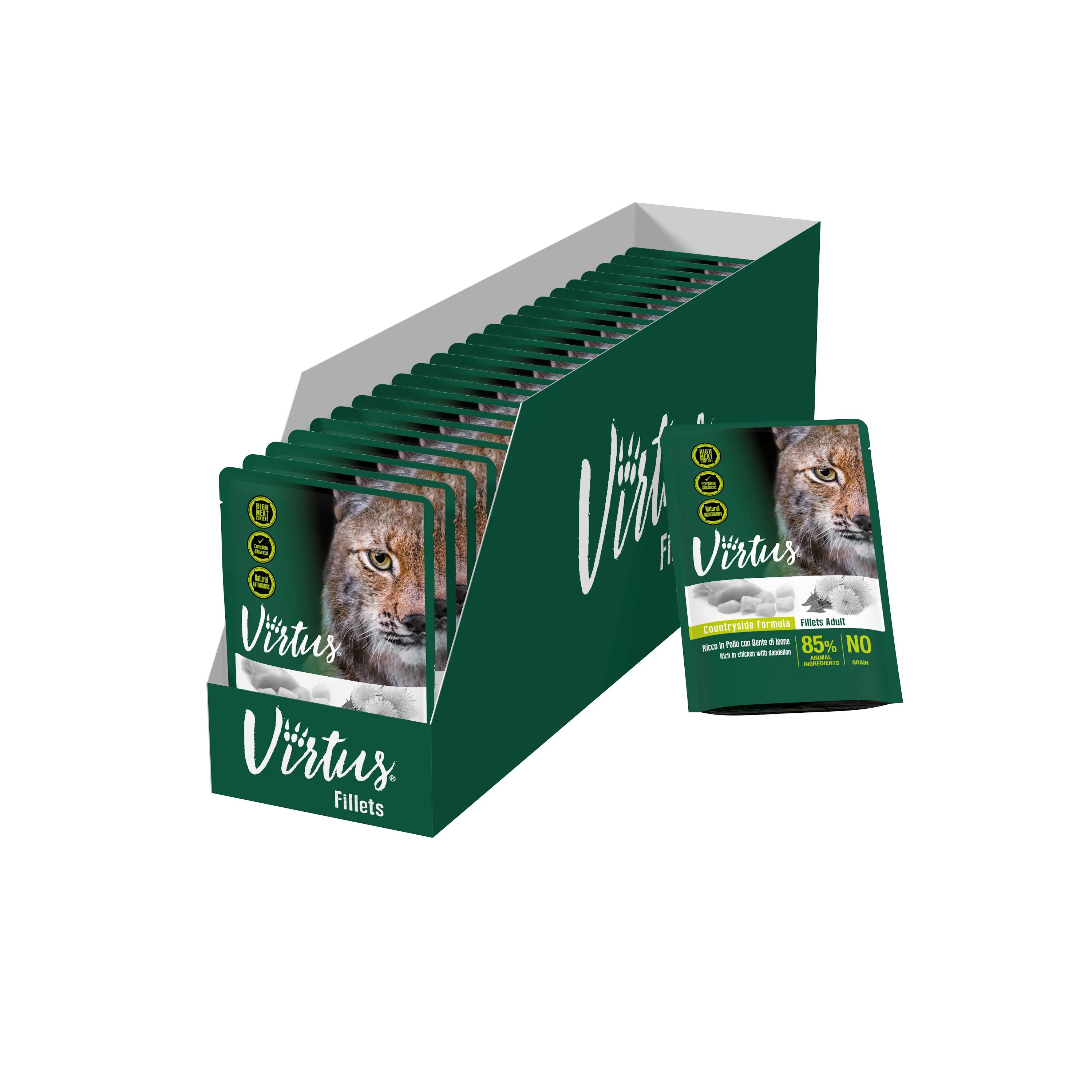 VIRTUS Cat Busta Multipack 24x85G POLLO CON DENTE DI LEONE