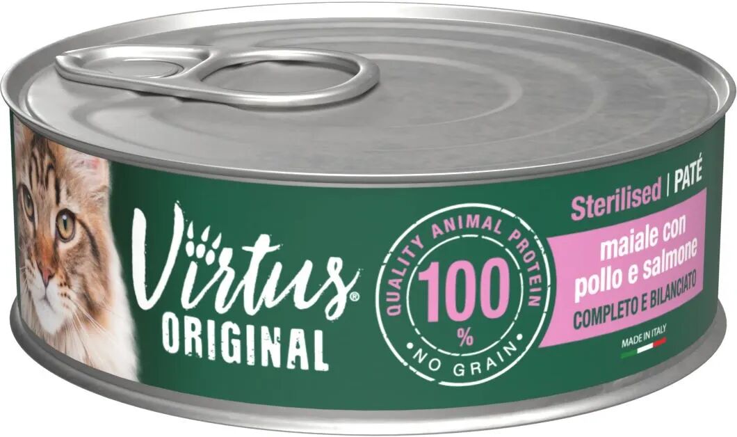 VIRTUS Cat Sterilized Paté Lattina Multipack 12x85G MAIALE CON POLLO E SALMONE