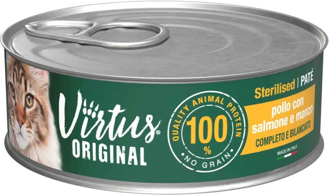 VIRTUS Cat Sterilized Paté Lattina Multipack 12x85G POLLO CON SALMONE E MANZO