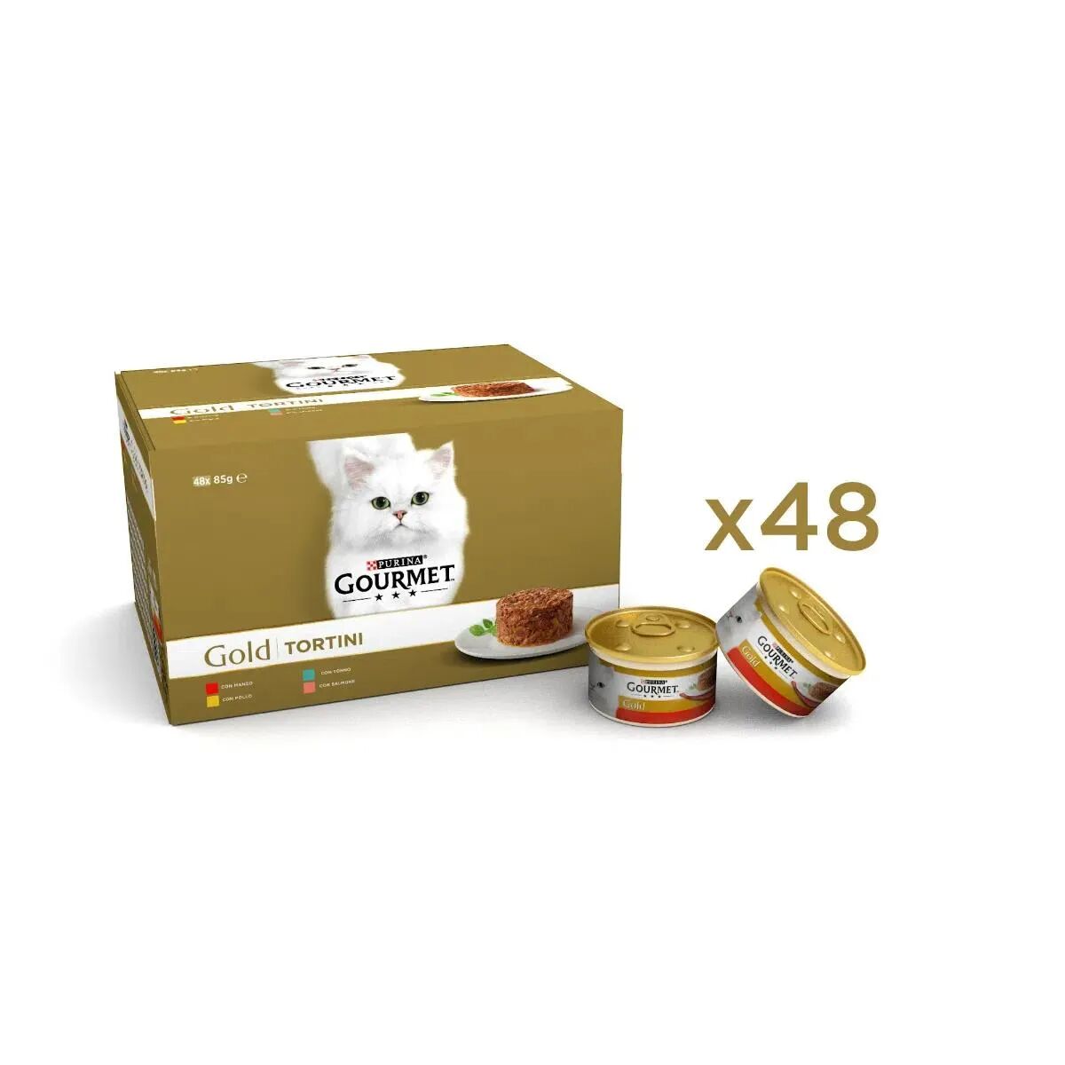 GOURMET Gold Tortini Cat Lattina Multipack 48x85G MIX CARNE E PESCE