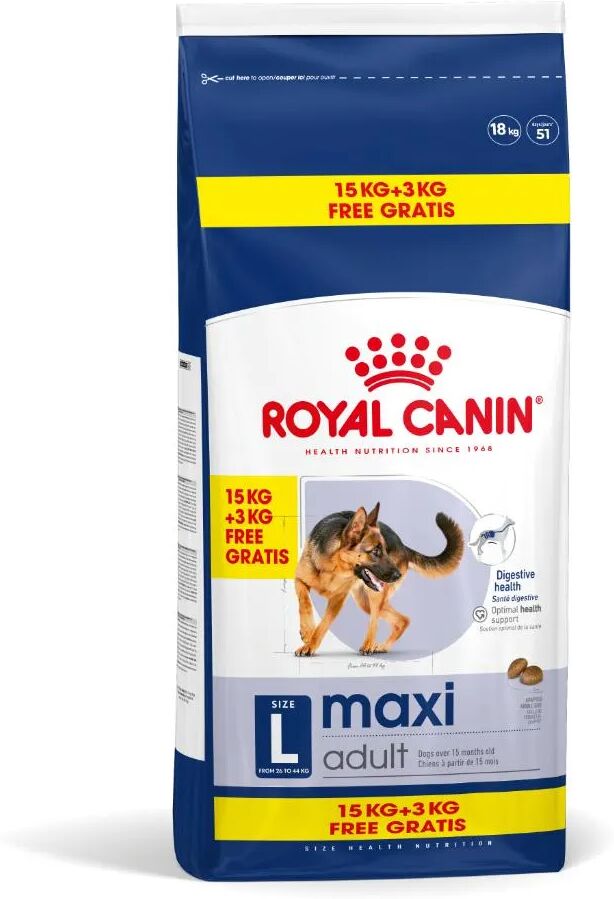 ROYAL CANIN Maxi Adult Alimento Secco Completo per Cani Adulti di Taglia Grande 15+3KG