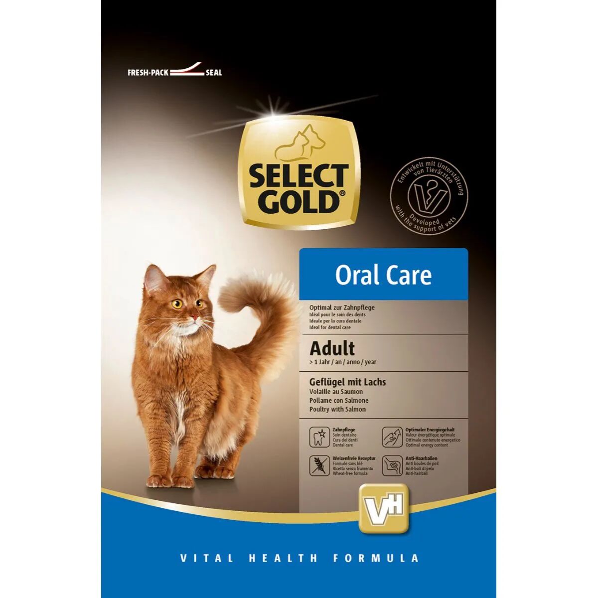 SELECT GOLD Oral Care per Gatto Adult Pollame con Salmone 400G