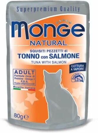 MONGE Cat Natural Busta Multipack 24x80G TONNO E SALMONE