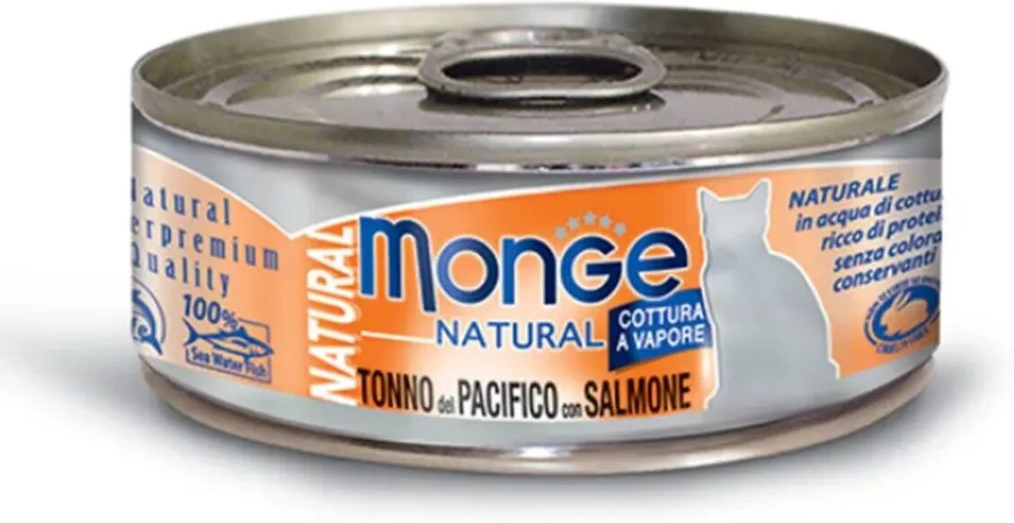 MONGE Natural Cat Lattina Multipack 24x80G TONNO CON SALMONE