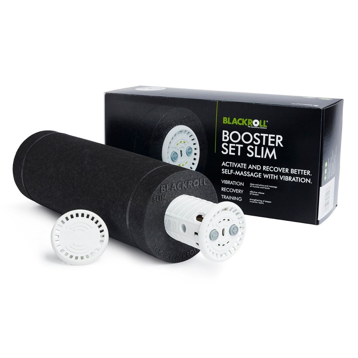 Blackroll ® Set BOOSTER SLIM aggiungi la vibrazione al tuo roller Nero/Bianco