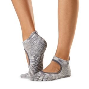 ToeSox Calzini Antiscivolo con dita, con apertura TEC - Grigio Chiaro Medium (39-42,5)