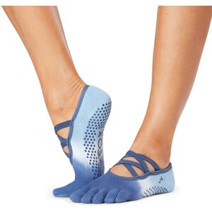 ToeSox Calzini Antiscivolo con 5 dita, con fascia o intreccio Azzurro Deep Medium (39-42,5)