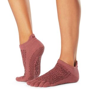 ToeSox Calzini antiscivolo con dita, bassi Leopardato Bordeaux Small (36-38,5)