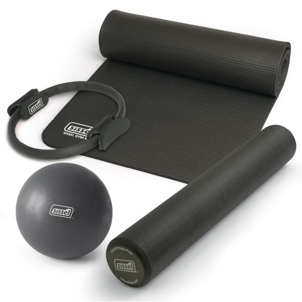 sissel kit pilates casa n°1 antracite: circle, soft ball, rullo e materassino antracite