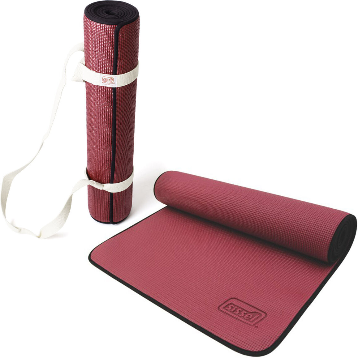 Sissel Kit Borsa o Cinghia + Materassino Pilates Yoga Fitness 0,6 cm Bordeaux