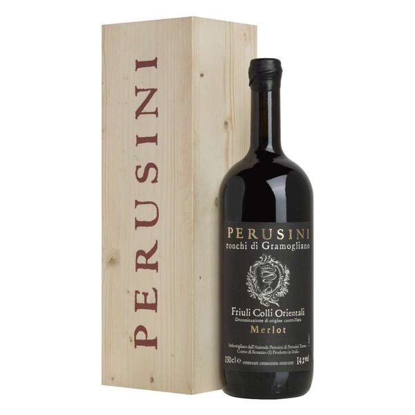 perusini magnum 1,5 litri merlot etichetta nera doc in cassa legno