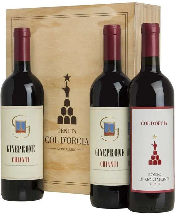 Col d'Orcia Cassa di legno 3 vini 2 chianti e rosso montalcino