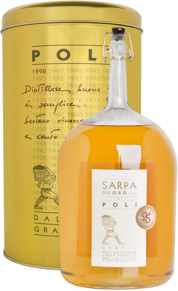 Doppio magnum 3 litri grappa "sarpa oro di poli gialla big mama" astucciata