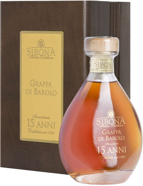 Sibona Grappa di barolo riserva "15 anni" in cassa legno