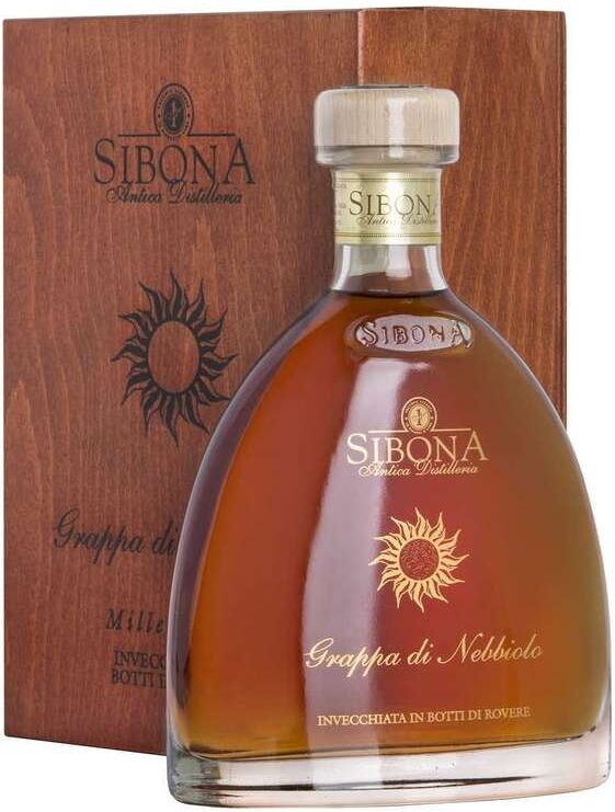 Sibona Grappa di nebbiolo riserva millesimata 2010 in cassa legno